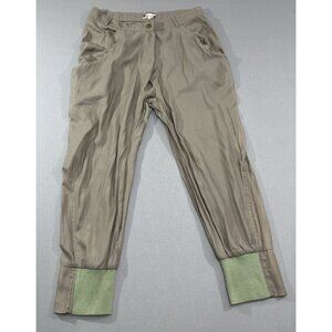 Ketz-ke Beige Jogger Pants with Oliver Green Detail Around Ankles Comfort Pants